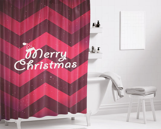 Merry Christmas Cute Bathroom Shower Curtain Fabric Waterproof | 66 X 72 Inch