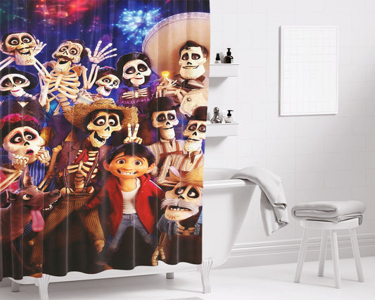 Miguel And The Dead People Bathroom Shower Curtain Fabric Waterproof | 66 X 72 Inch