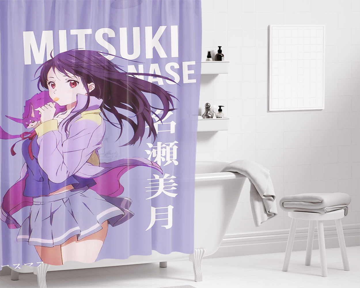 Mitsuki Nase Kyoukai No Kanata Bathroom Shower Curtain Fabric Waterproof | 66 X 72 Inch