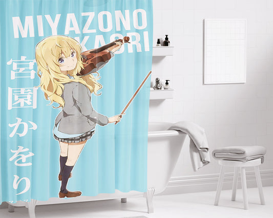 Miyazono Kaori Your Lie In April Bathroom Shower Curtain Fabric Waterproof | 66 X 72 Inch