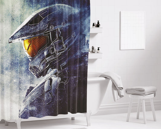 Halo 5 Guardians Master Chief Armor Bathroom Shower Curtain Fabric Waterproof | 66 X 72 Inch