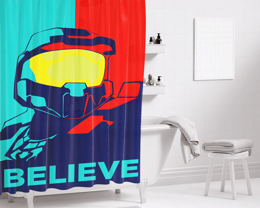 Halo Believe Vector Bathroom Shower Curtain Fabric Waterproof | 66 X 72 Inch