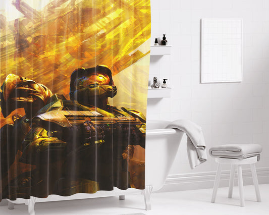 Halo Space Marine Bathroom Shower Curtain Fabric Waterproof | 66 X 72 Inch
