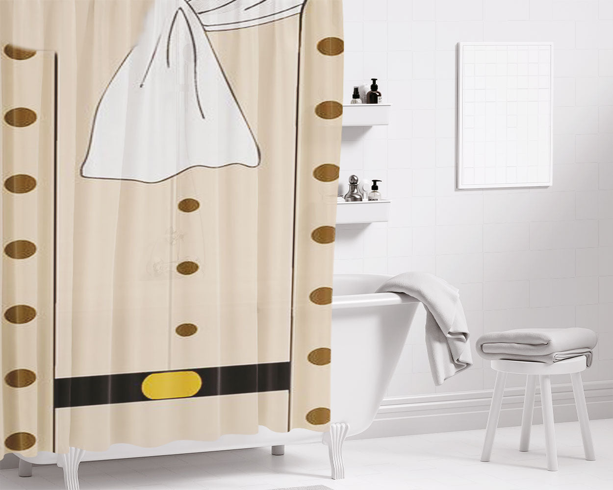 Hamilton Clothes Bathroom Shower Curtain Fabric Waterproof | 66 X 72 Inch