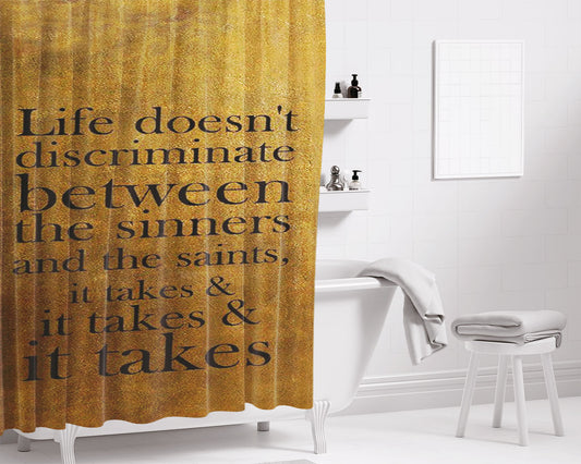 Hamilton It Takes Quotes Bathroom Shower Curtain Fabric Waterproof | 66 X 72 Inch