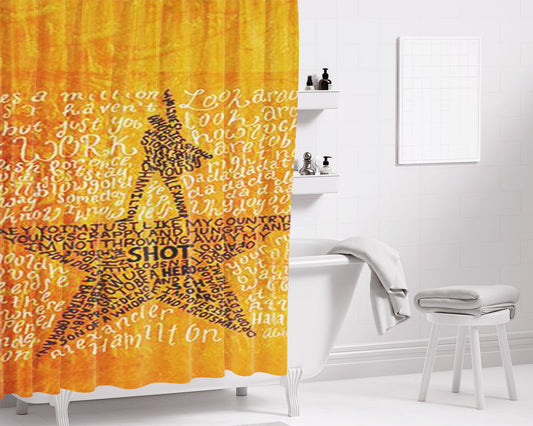 Hamilton Musical Lyrics Bathroom Shower Curtain Fabric Waterproof | 66 X 72 Inch