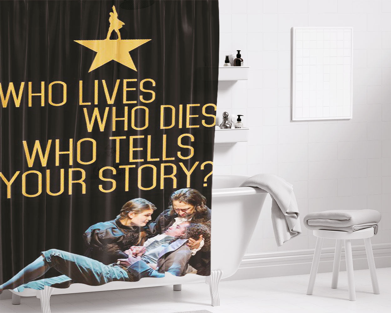 Hamilton The Musical Dies Bathroom Shower Curtain Fabric Waterproof | 66 X 72 Inch