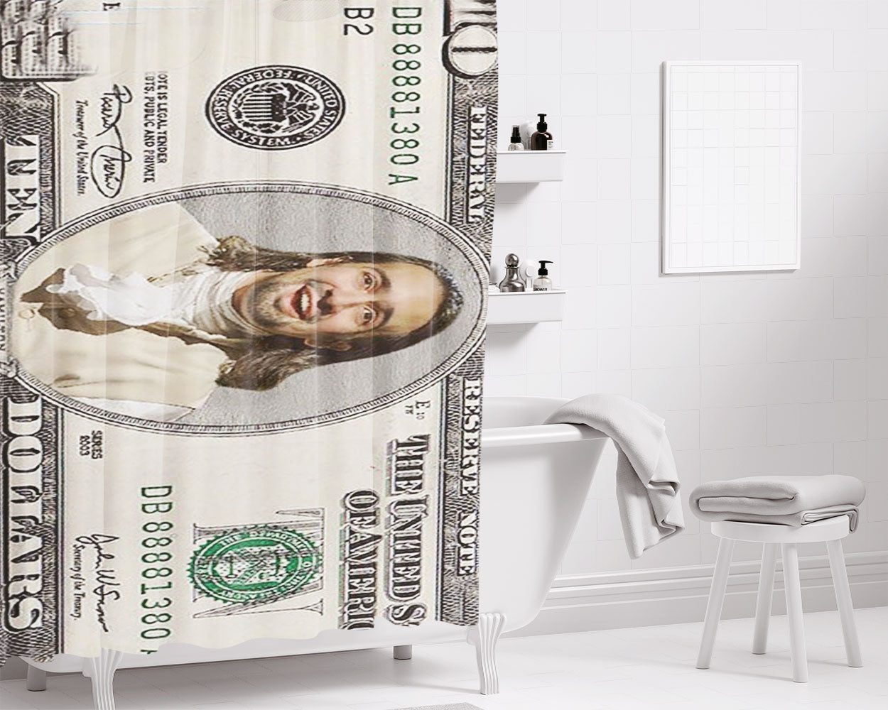 Hamilton The Ten Dollar Founding Father Bathroom Shower Curtain Fabric Waterproof | 66 X 72 Inch