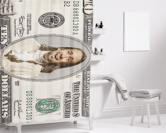 Hamilton The Ten Dollar Founding Father Bathroom Shower Curtain Fabric Waterproof | 66 X 72 Inch