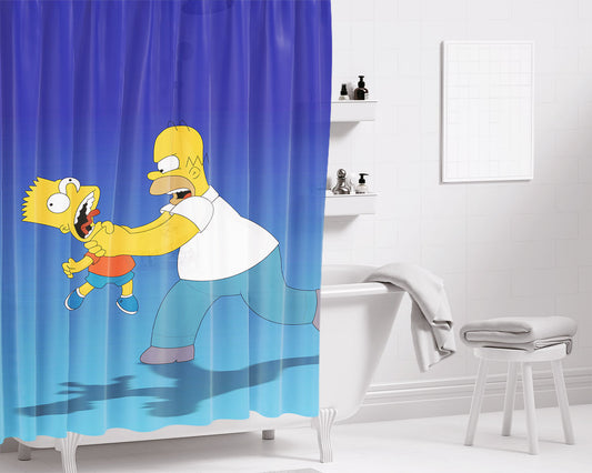 Happy Simpsons Bathroom Shower Curtain Fabric Waterproof | 66 X 72 Inch