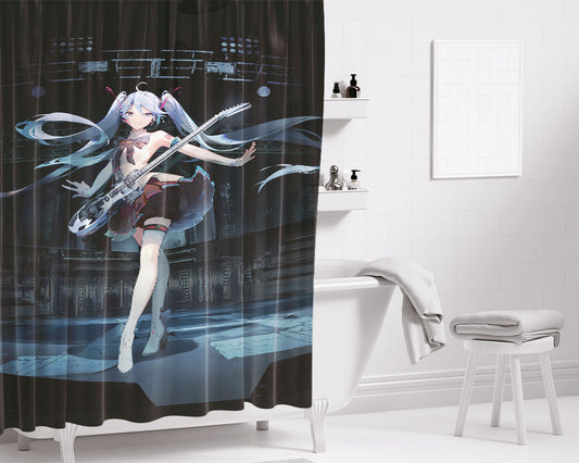 Hatsune Miku Vocaloid Bathroom Shower Curtain Fabric Waterproof | 66 X 72 Inch
