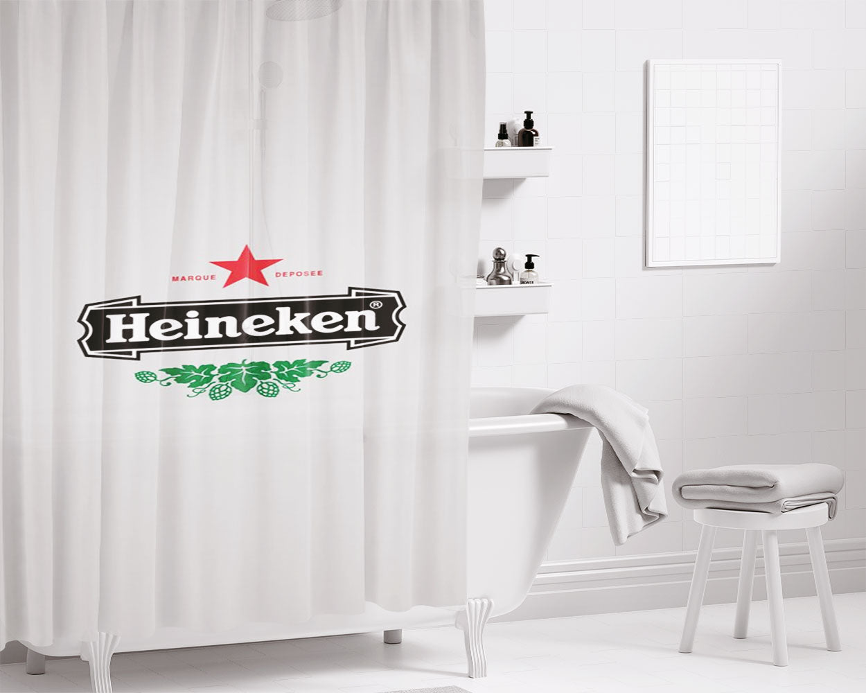 Heineken Bathroom Shower Curtain Fabric Waterproof | 66 X 72 Inch