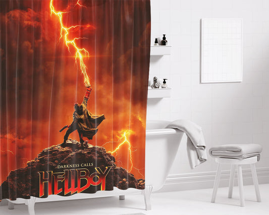 Hellboy 2019 Poster Bathroom Shower Curtain Fabric Waterproof | 66 X 72 Inch