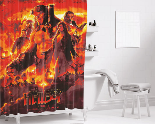 Hellboy Poster 2019 4K Bathroom Shower Curtain Fabric Waterproof | 66 X 72 Inch