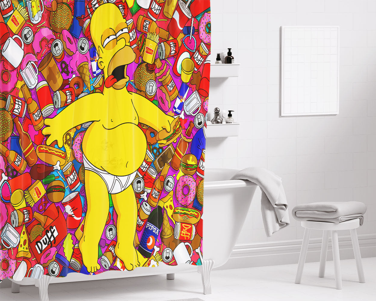 Homer Faint Simpson Cartoon Bathroom Shower Curtain Fabric Waterproof | 66 X 72 Inch