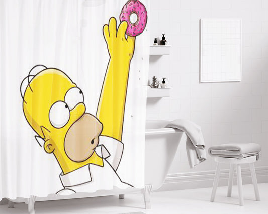 Homer Simpson Donut Bathroom Shower Curtain Fabric Waterproof | 66 X 72 Inch