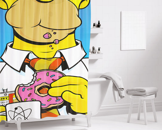 Homer Simpson Bathroom Shower Curtain Fabric Waterproof | 66 X 72 Inch