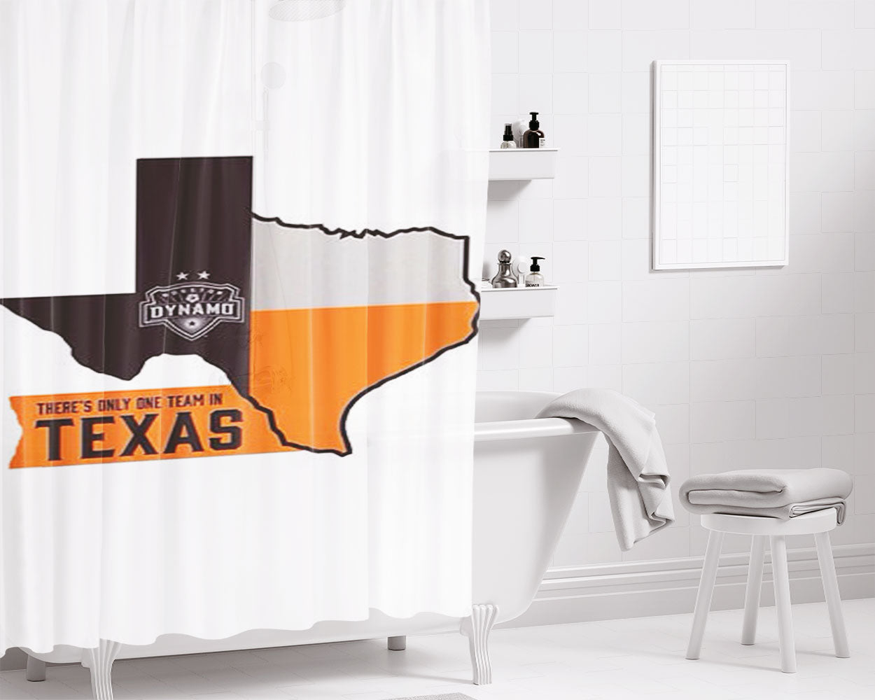 Houston Dynamo Texas Bathroom Shower Curtain Fabric Waterproof | 66 X 72 Inch