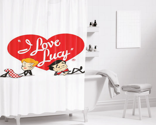 I Love Lucy Big Eyes And Name Bathroom Shower Curtain Fabric Waterproof | 66 X 72 Inch