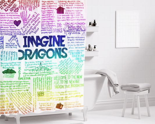 Imagine Dragons Art Quote Bathroom Shower Curtain Fabric Waterproof | 66 X 72 Inch