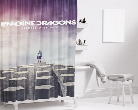 Imagine Dragons Band Bathroom Shower Curtain Fabric Waterproof | 66 X 72 Inch