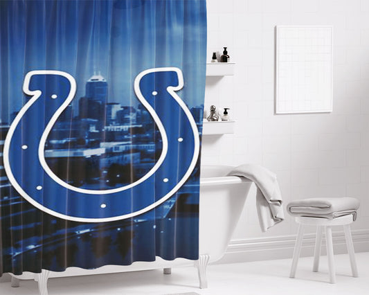 Indianapolis Colts Emblem Bathroom Shower Curtain Fabric Waterproof | 66 X 72 Inch