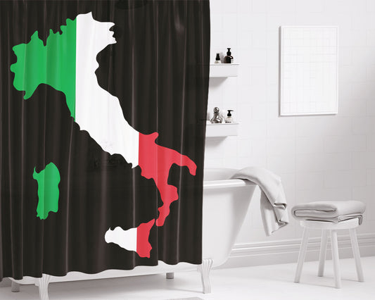 Italy Map Bathroom Shower Curtain Fabric Waterproof | 66 X 72 Inch