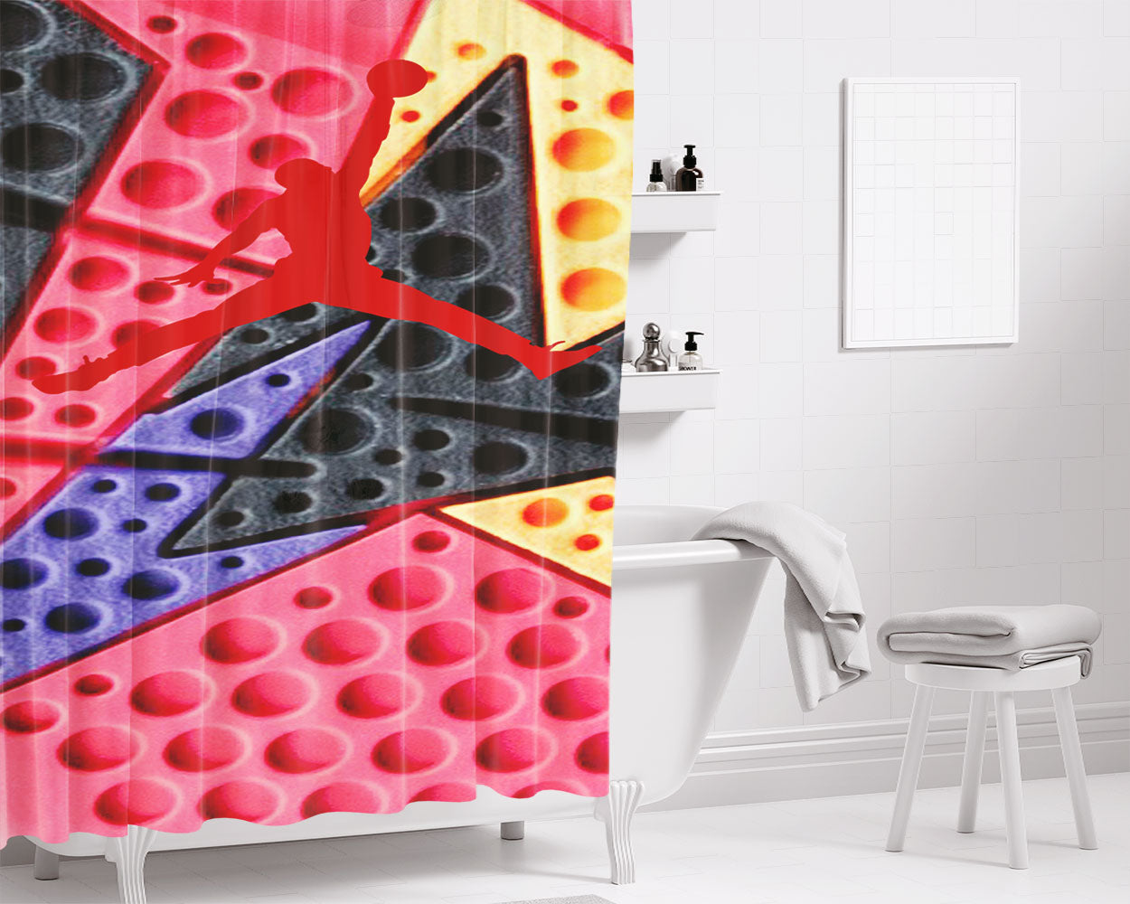 Jordan Retro 7 Raptors Print Bathroom Shower Curtain Fabric Waterproof | 66 X 72 Inch