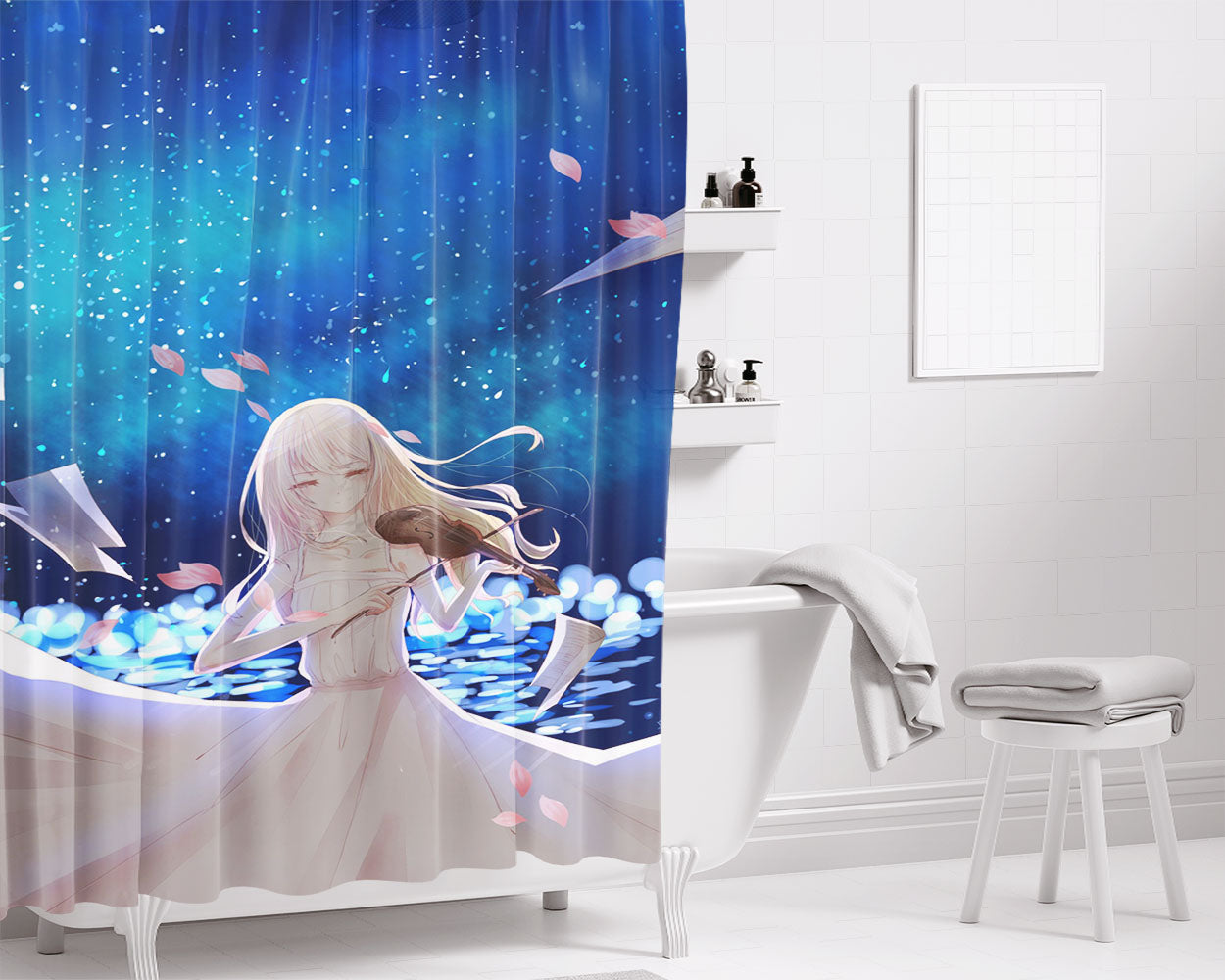 Kaori Miyazono Your Lie In April Bathroom Shower Curtain Fabric Waterproof | 66 X 72 Inch