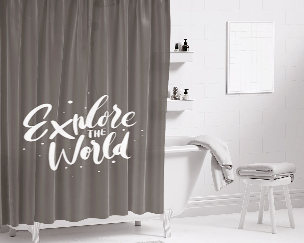 Keep Exploring Bathroom Shower Curtain Fabric Waterproof | 66 X 72 Inch