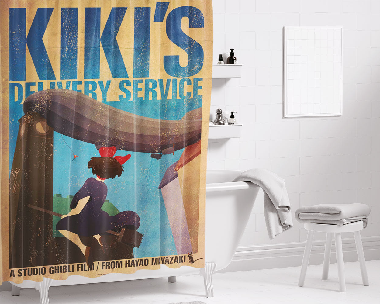 Kiki'S Deliveries Logo Bathroom Shower Curtain Fabric Waterproof | 66 X 72 Inch