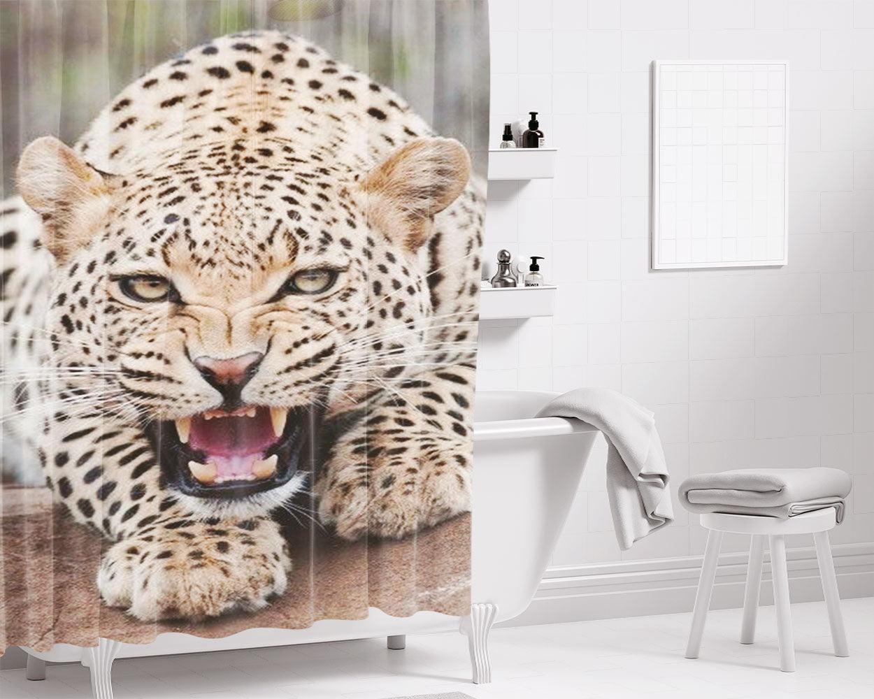 Leopard Bathroom Shower Curtain Fabric Waterproof | 66 X 72 Inch