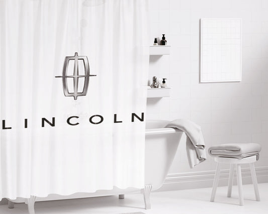 Lincoln White Bathroom Shower Curtain Fabric Waterproof | 66 X 72 Inch