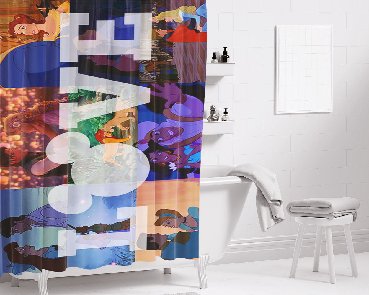 Love Mickey Bathroom Shower Curtain Fabric Waterproof | 66 X 72 Inch