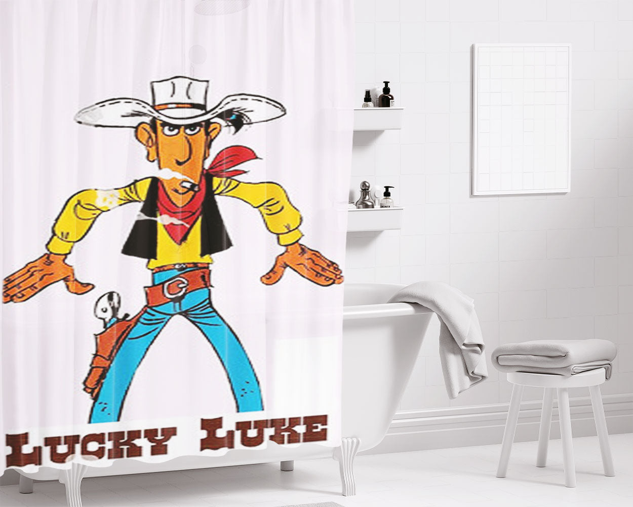 Lucky Luke Coboy Bathroom Shower Curtain Fabric Waterproof | 66 X 72 Inch