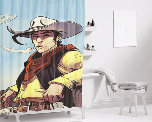 Lucky Luke Smoke Bathroom Shower Curtain Fabric Waterproof | 66 X 72 Inch