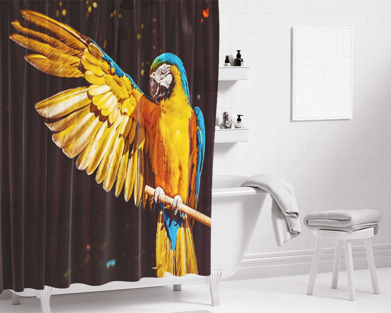 Macaw Hd Bathroom Shower Curtain Fabric Waterproof | 66 X 72 Inch