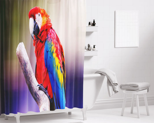 Macaw Parrot 4K Bathroom Shower Curtain Fabric Waterproof | 66 X 72 Inch