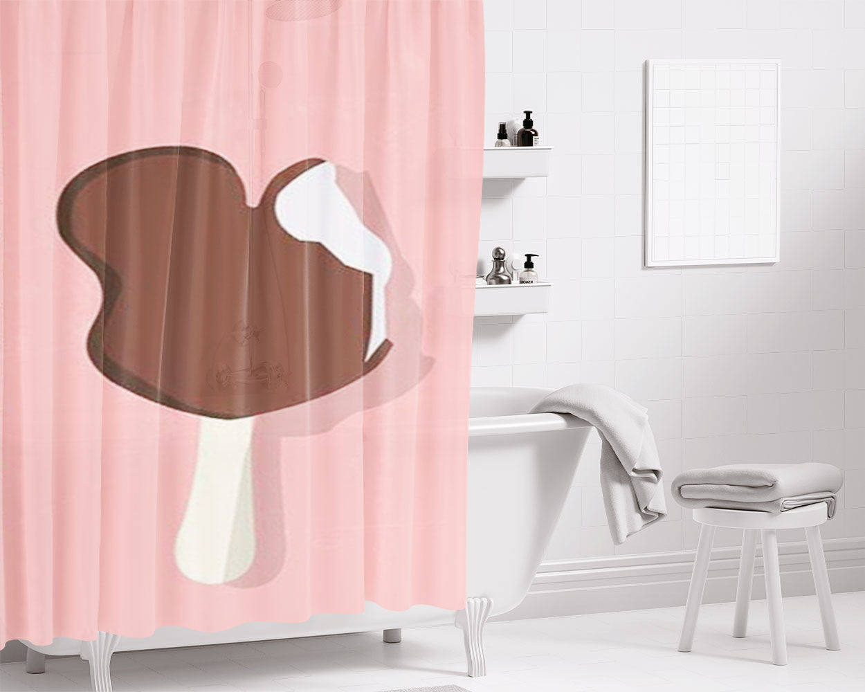 Mickey Bar Pink Bathroom Shower Curtain Fabric Waterproof | 66 X 72 Inch