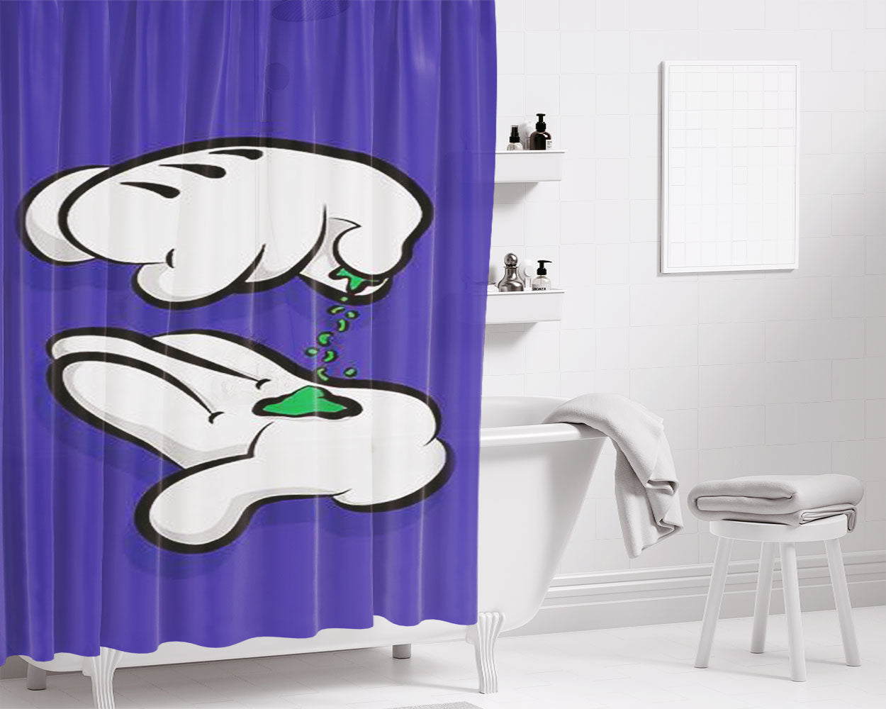 Mickey Hands Weed Bathroom Shower Curtain Fabric Waterproof | 66 X 72 Inch