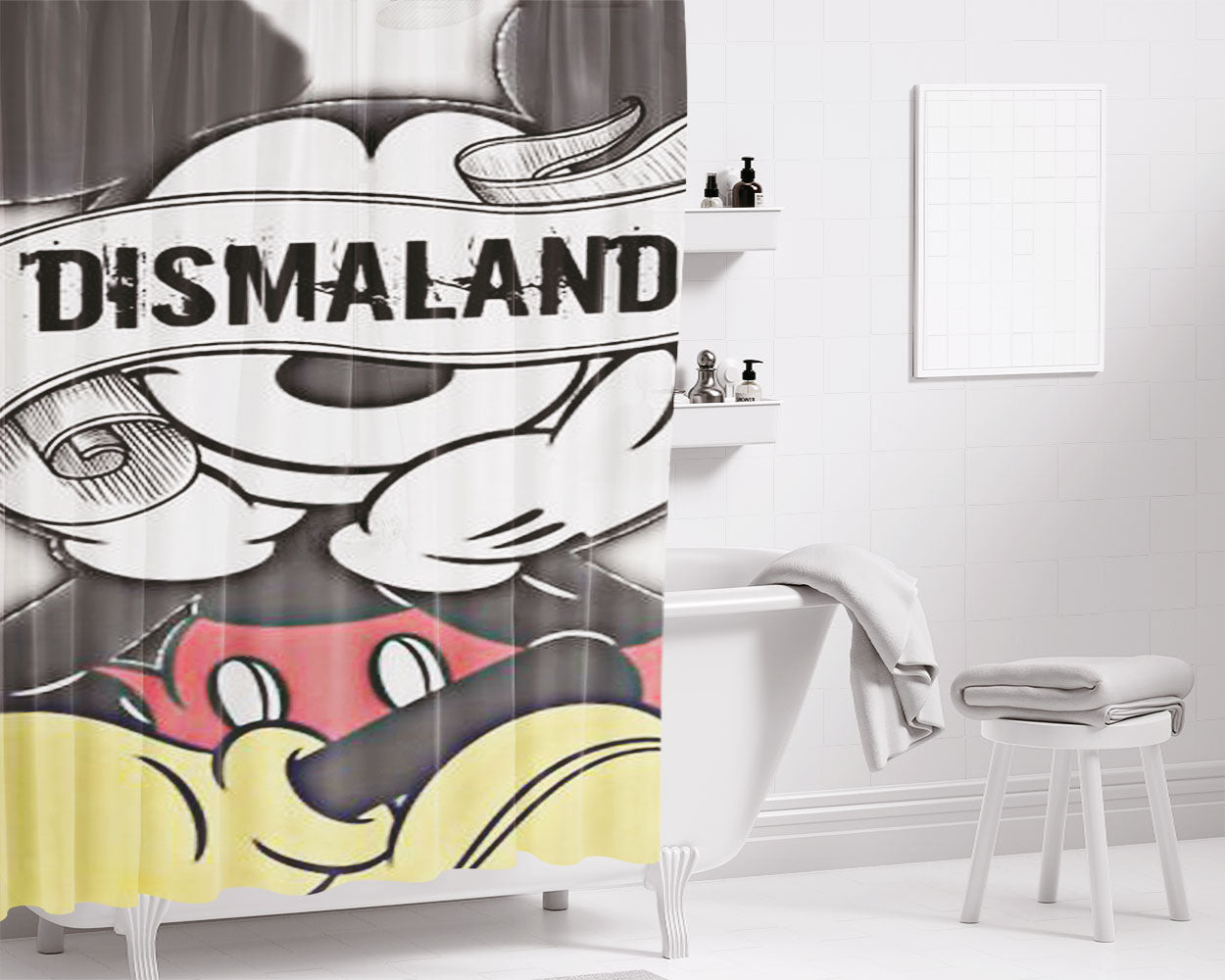 Mickey Mouse Dismaland Bathroom Shower Curtain Fabric Waterproof | 66 X 72 Inch
