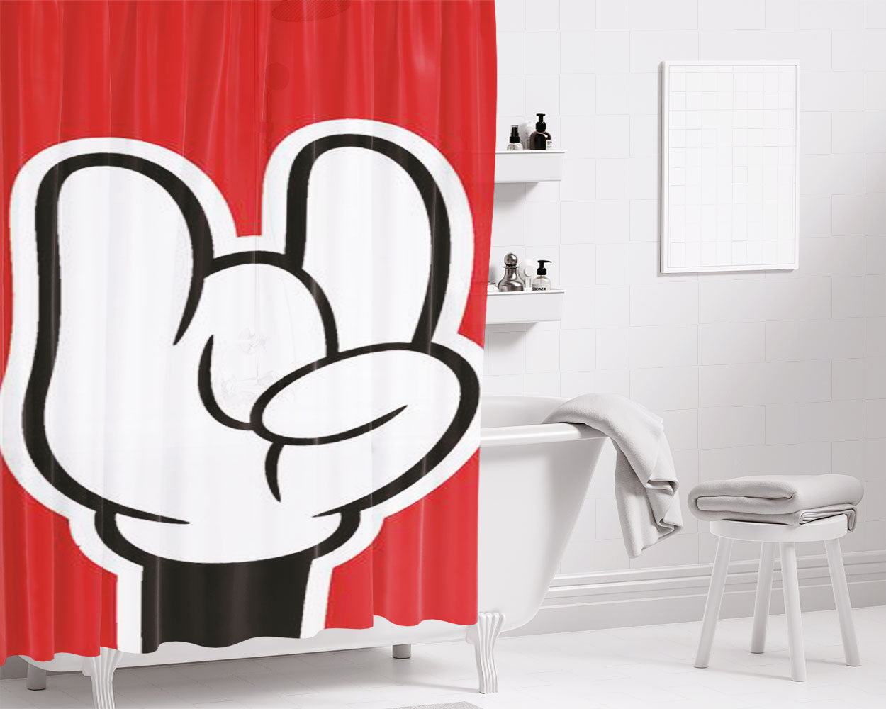 Mickey Mouse Rocks Bathroom Shower Curtain Fabric Waterproof | 66 X 72 Inch