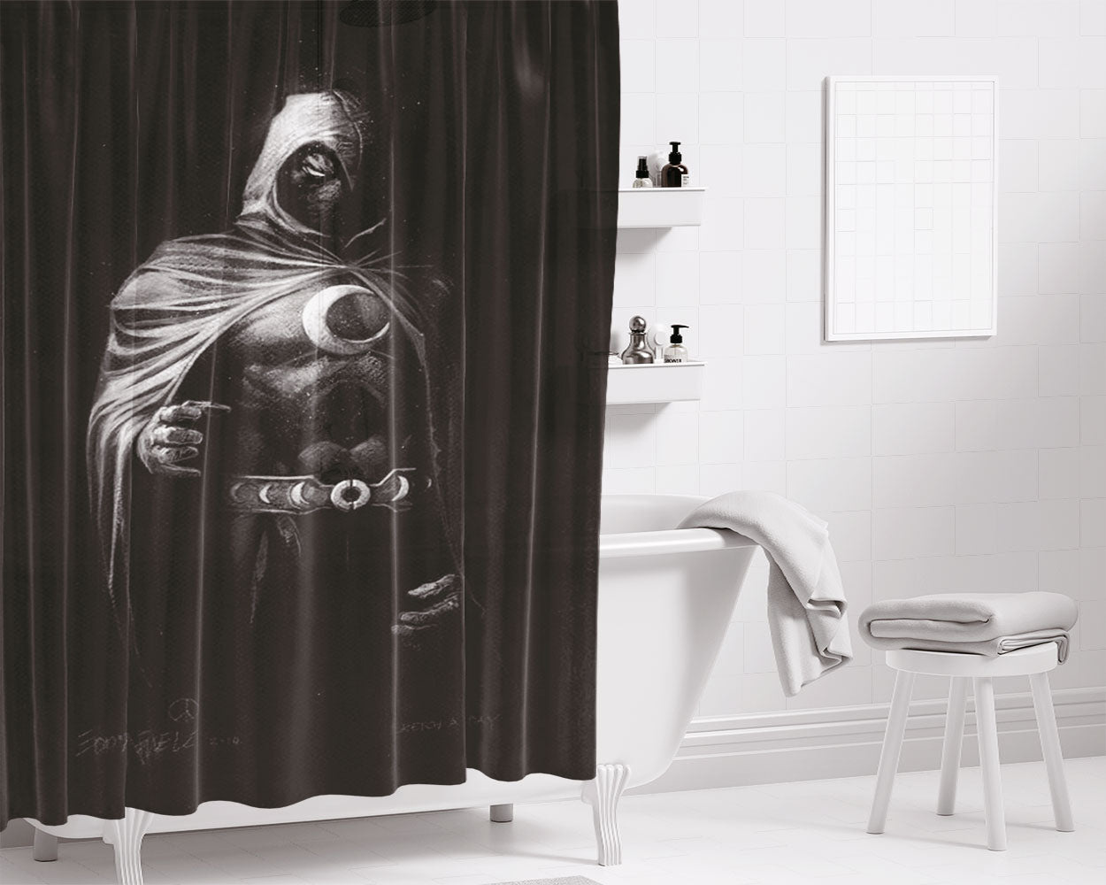 Moon Knight Bathroom Shower Curtain Fabric Waterproof | 66 X 72 Inch
