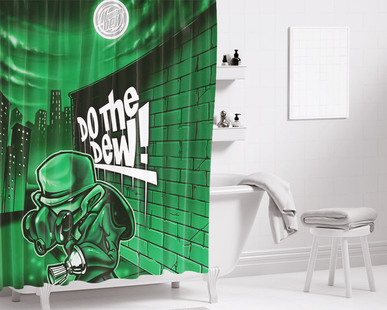 Mountain Dew Bathroom Shower Curtain Fabric Waterproof | 66 X 72 Inch