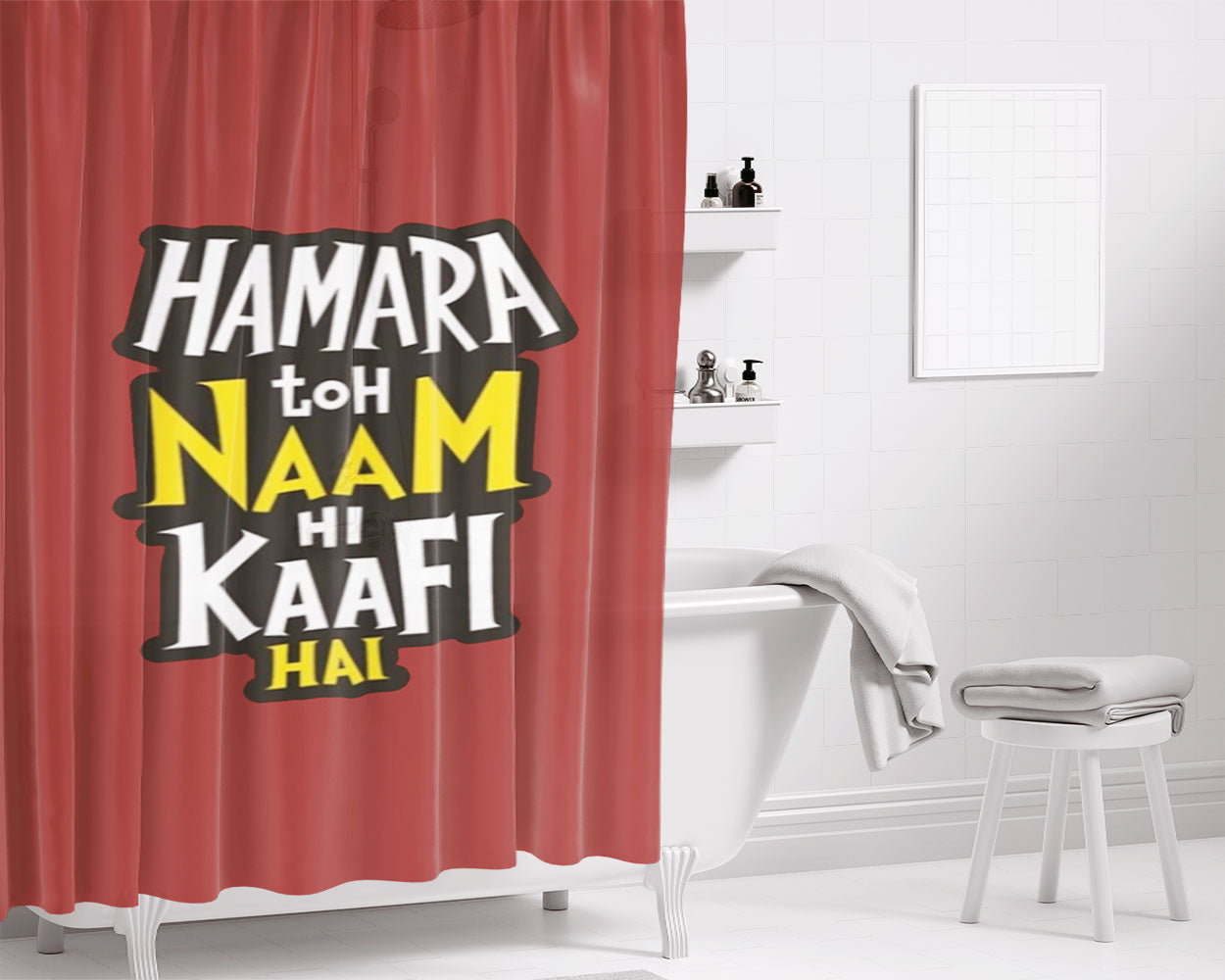 Naam Hi Kaafi Hai Bathroom Shower Curtain Fabric Waterproof | 66 X 72 Inch