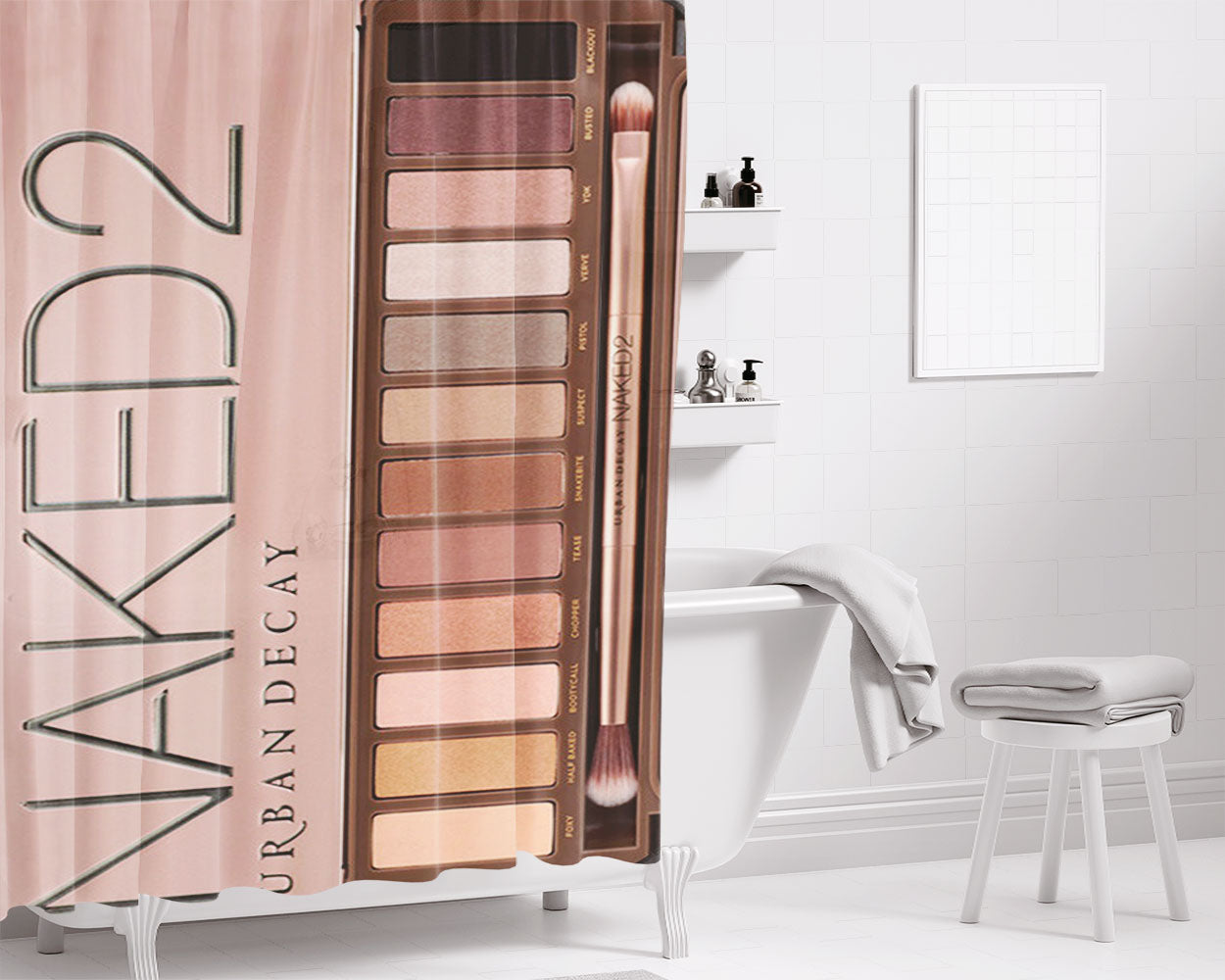 Naked Palette Bathroom Shower Curtain Fabric Waterproof | 66 X 72 Inch