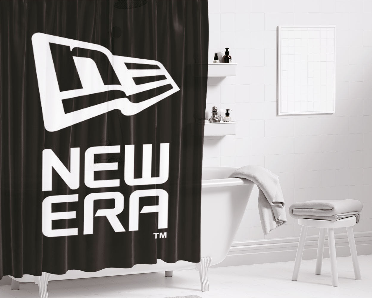 New Era Logo Bathroom Shower Curtain Fabric Waterproof | 66 X 72 Inch