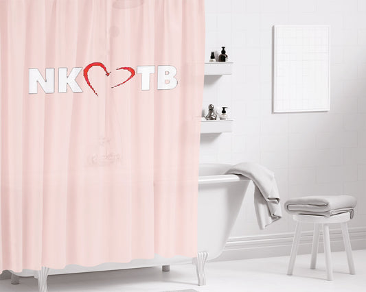 Nkotb Heart Logo Pink Bathroom Shower Curtain Fabric Waterproof | 66 X 72 Inch
