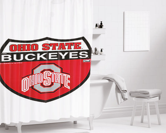 Ohio State Buckeyes Logo Bathroom Shower Curtain Fabric Waterproof | 66 X 72 Inch