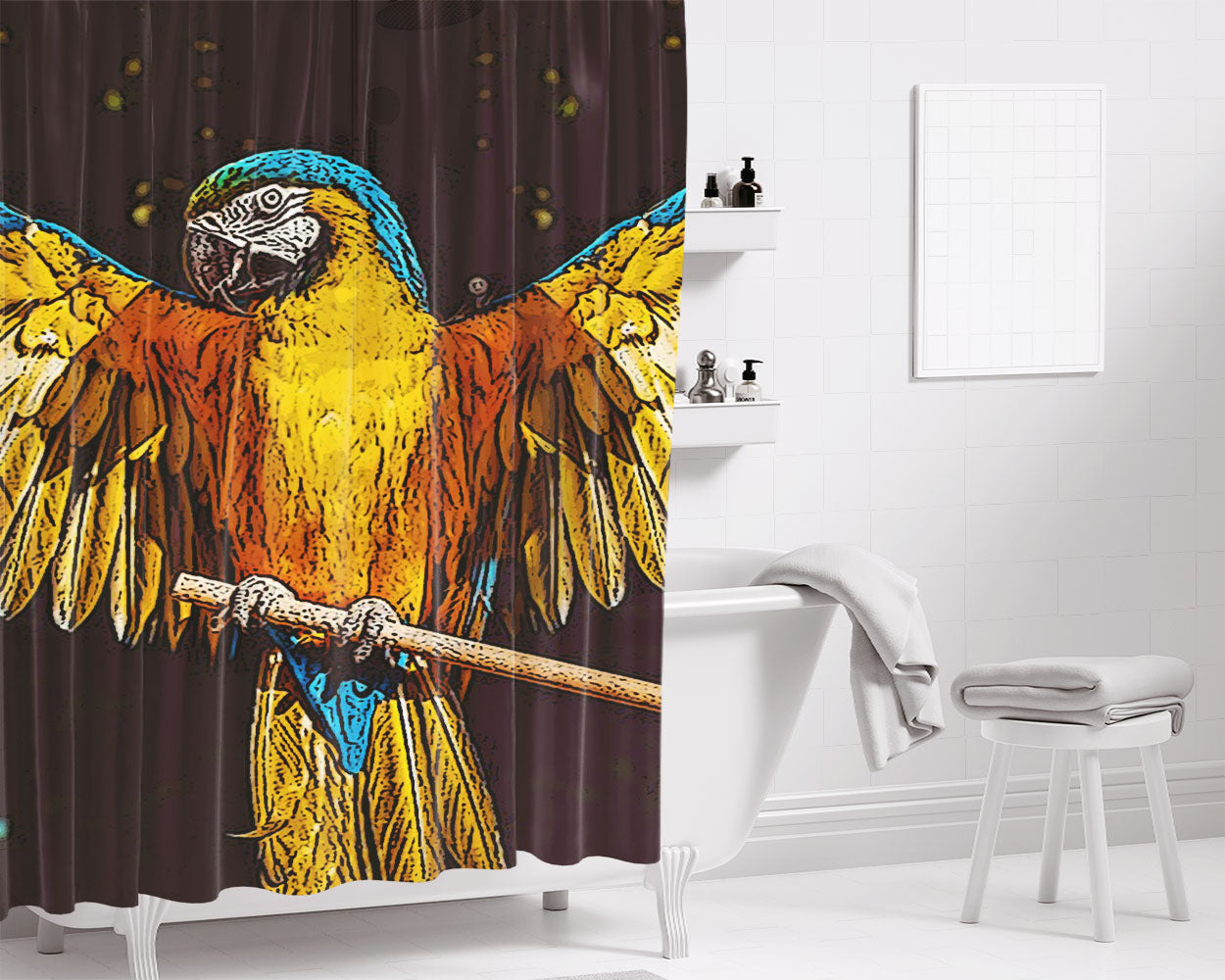 Parrot Bathroom Shower Curtain Fabric Waterproof | 66 X 72 Inch